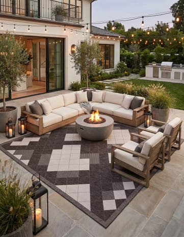 13' x 13' Easy-Clean Modern Indoor / Outdoor Square Rug