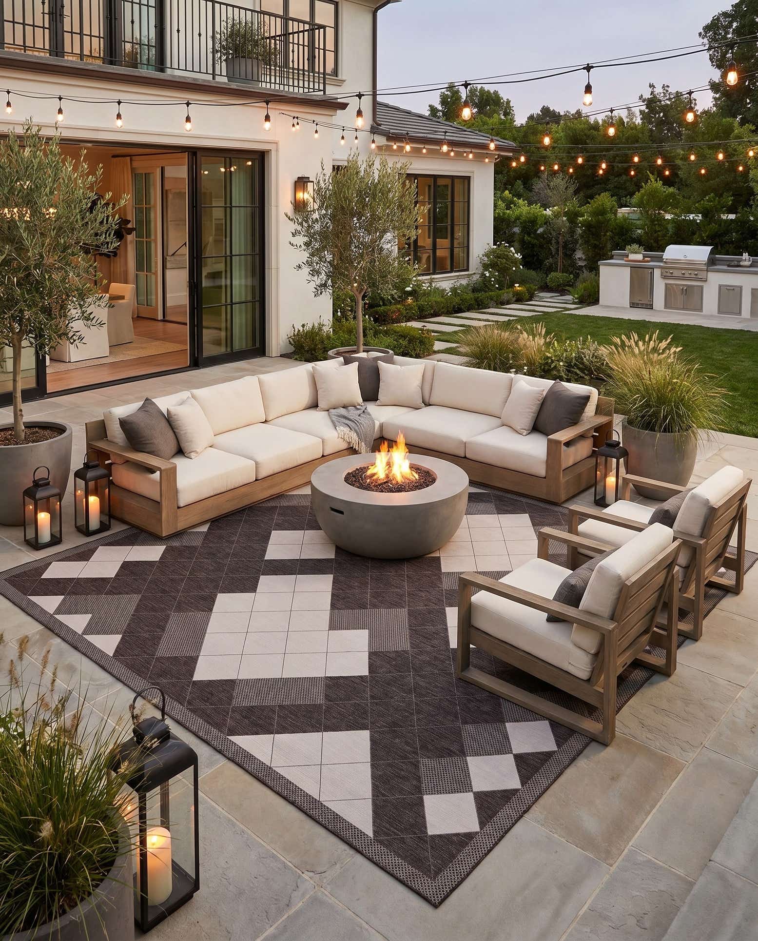 13' x 13' Easy-Clean Modern Indoor / Outdoor Square Rug