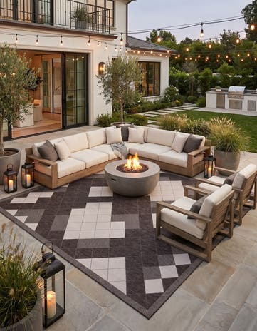 13' x 13' Easy-Clean Modern Indoor / Outdoor Square Rug