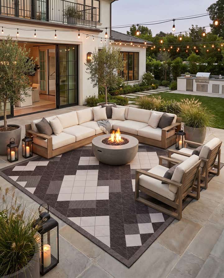 13' x 13' Easy-Clean Modern Indoor / Outdoor Square Rug