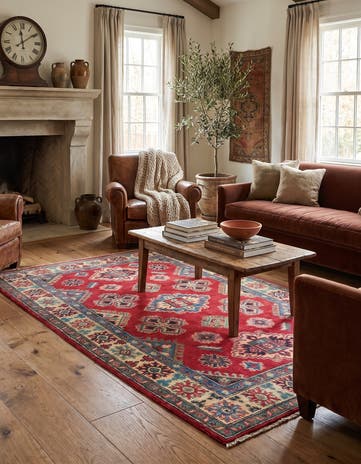 4' x 6' 2 Hand Knotted Kazak Rug