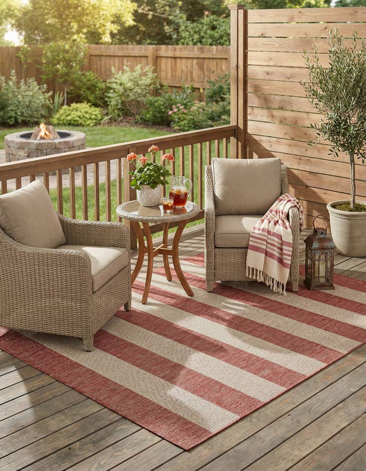 Detail image of 5' 3 x 5' 3 Washable Ribbon Indoor / Outdoor Square Rug