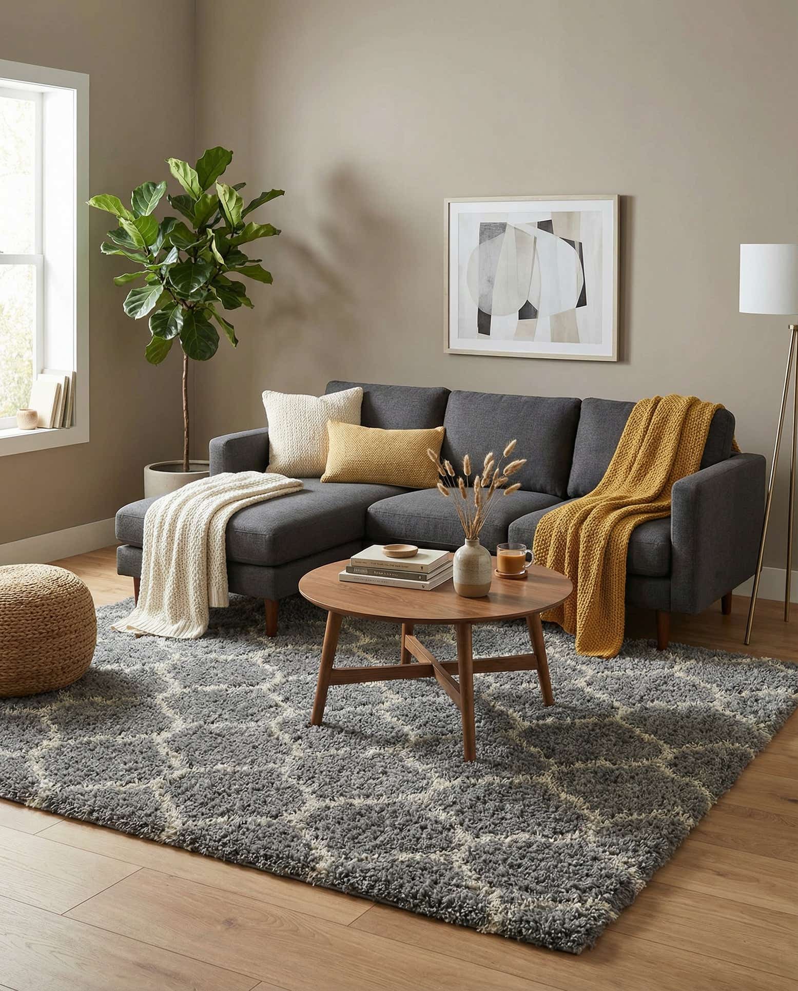 6' x 6' 6 Lattice Shag Square Rug