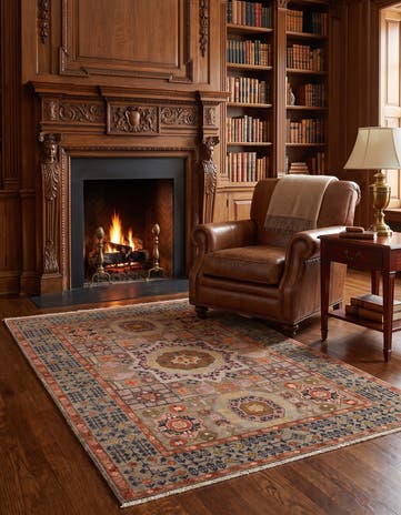 3' 4 x 4' 11 Hand Knotted Mamluk Ziegler Rug