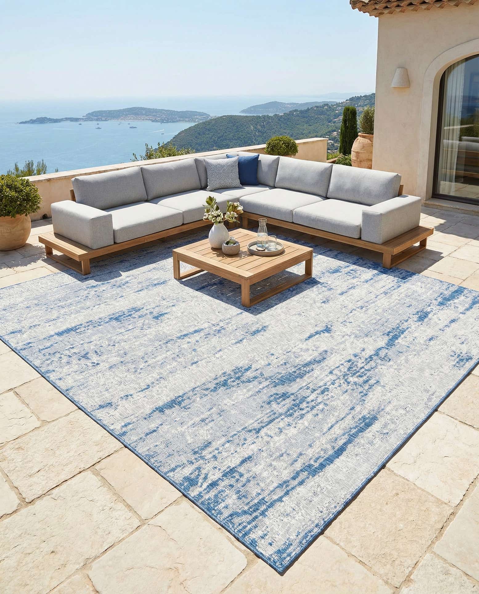 10' x 10' Easy-Clean Modern Indoor / Outdoor Square Rug
