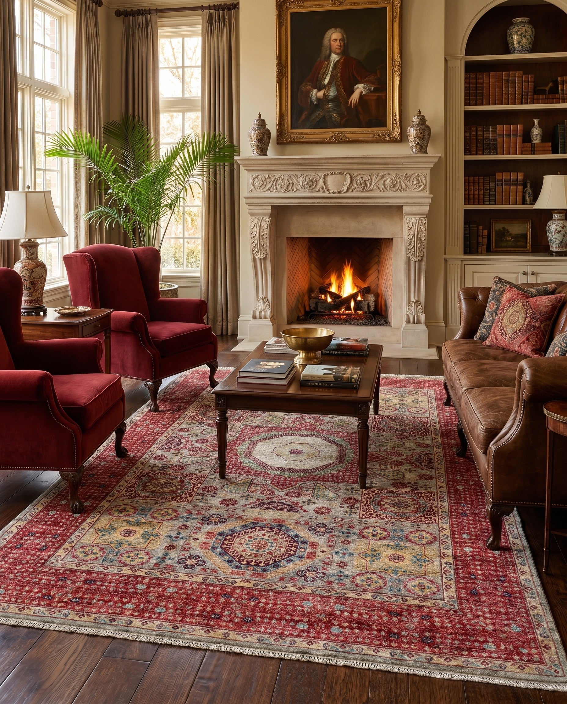 6' 9 x 9' 8 Hand Knotted Mamluk Ziegler Rug