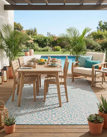 Pink and Aqua Easy-Clean Jill Zarin Cape Town Indoor / Outdoor Rug