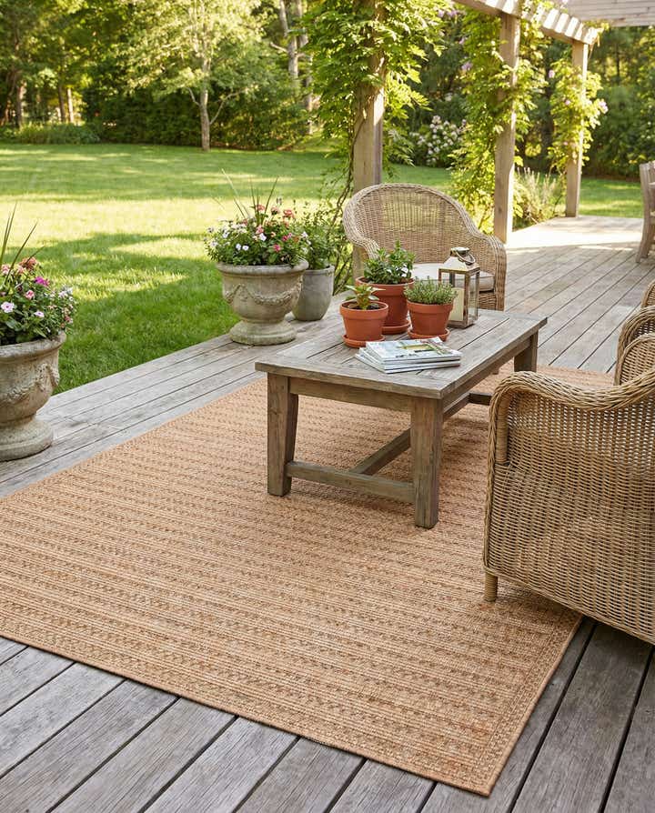 5' 3 x 8' Easy-Clean Border Indoor / Outdoor Rug