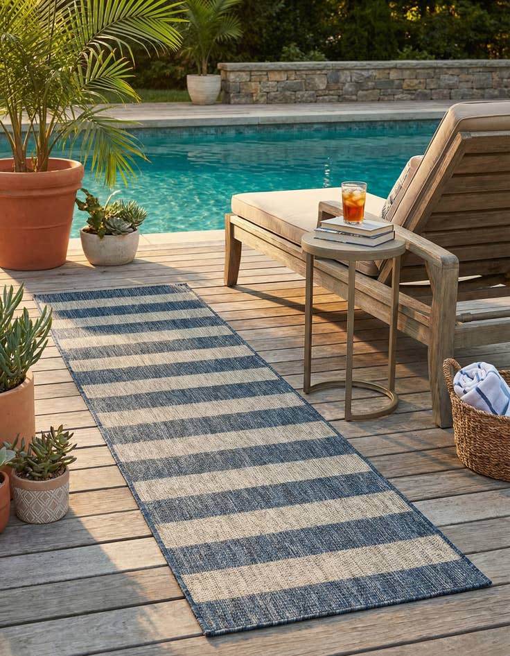 Detail image of 2' x 6' Washable Ribbon Indoor / Outdoor Runner Rug