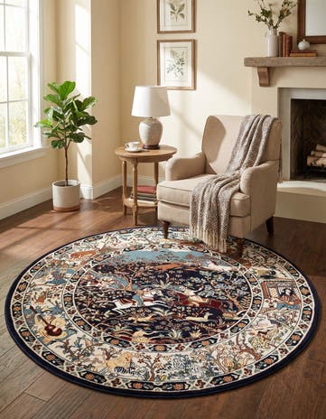 5' 3 x 5' 3 Nain Design Round Rug