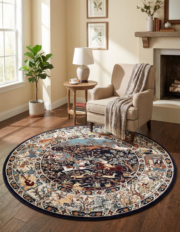 5' 3 x 5' 3 Nain Design Round Rug