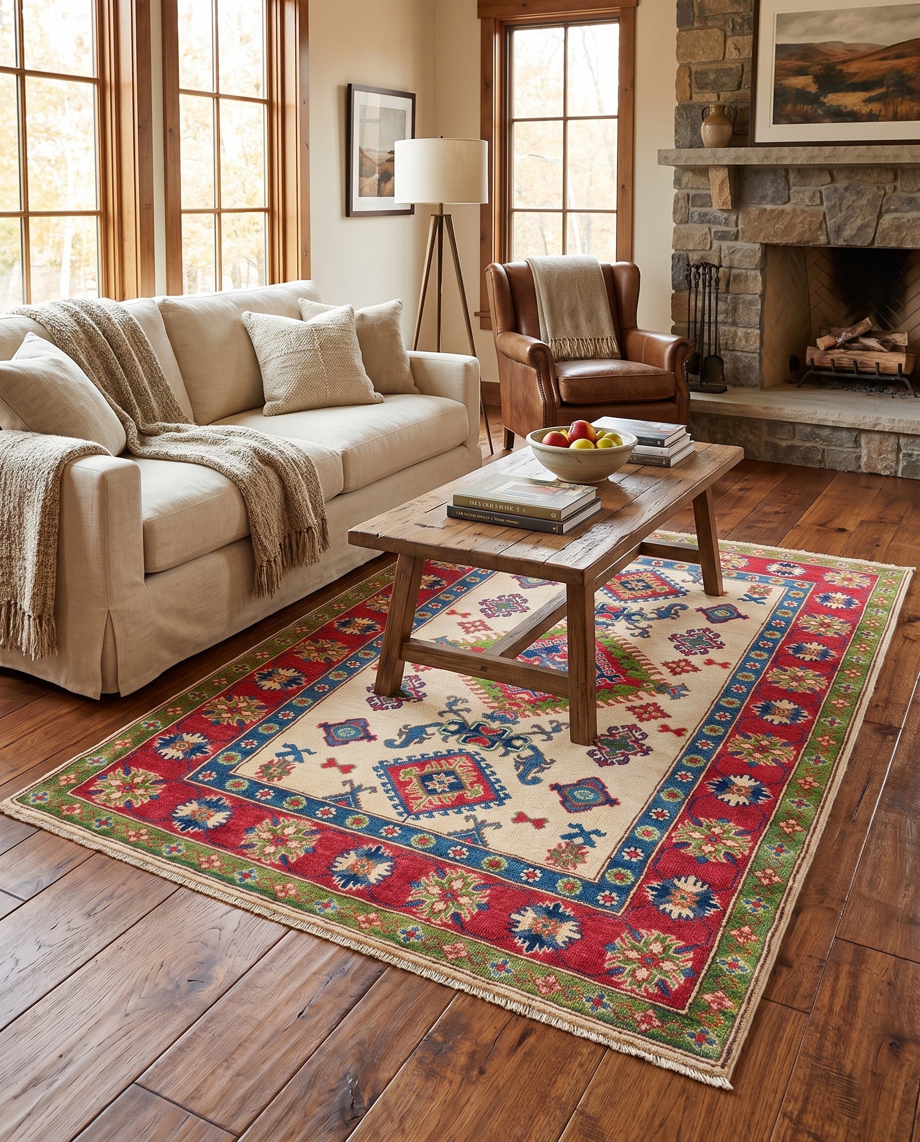 3' 10 x 5' 9 Hand Knotted Kazak Rug
