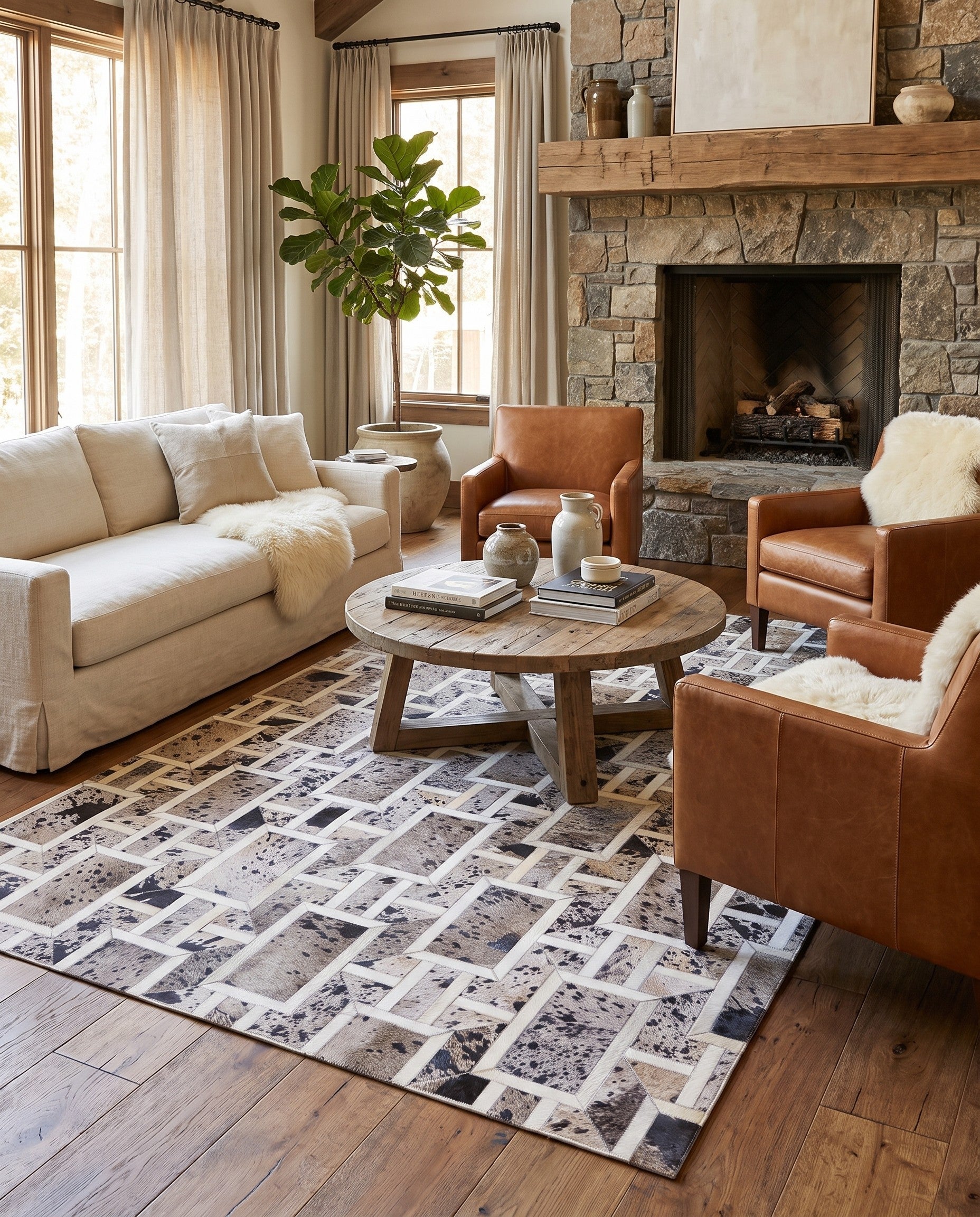 4' 11 x 8' Cowhide Stocks Rug