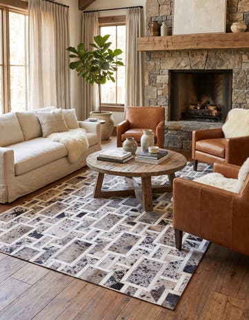 4' 11 x 8' Cowhide Stocks Rug