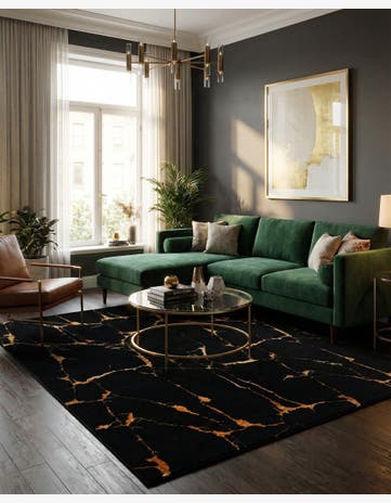Black and Gold Vogue Geo Rug
