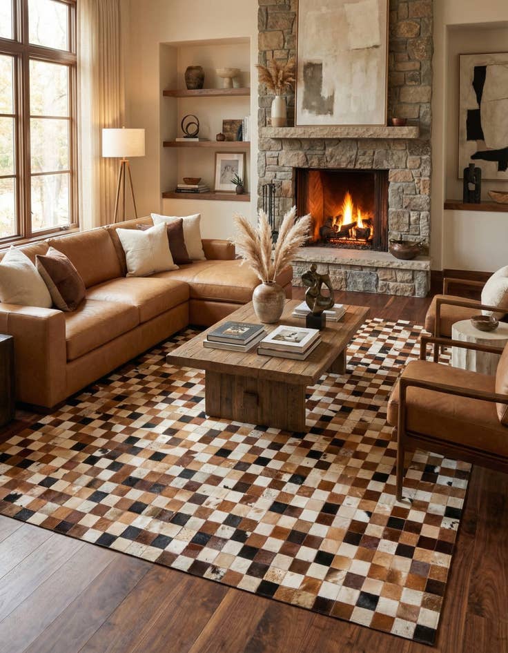 Detail image of 8' x 10' Cowhide Leather Rug