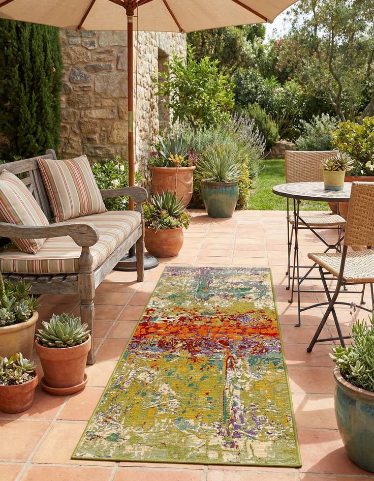 Detail image of 2' x 6' Washable Modern Indoor / Outdoor Runner Rug