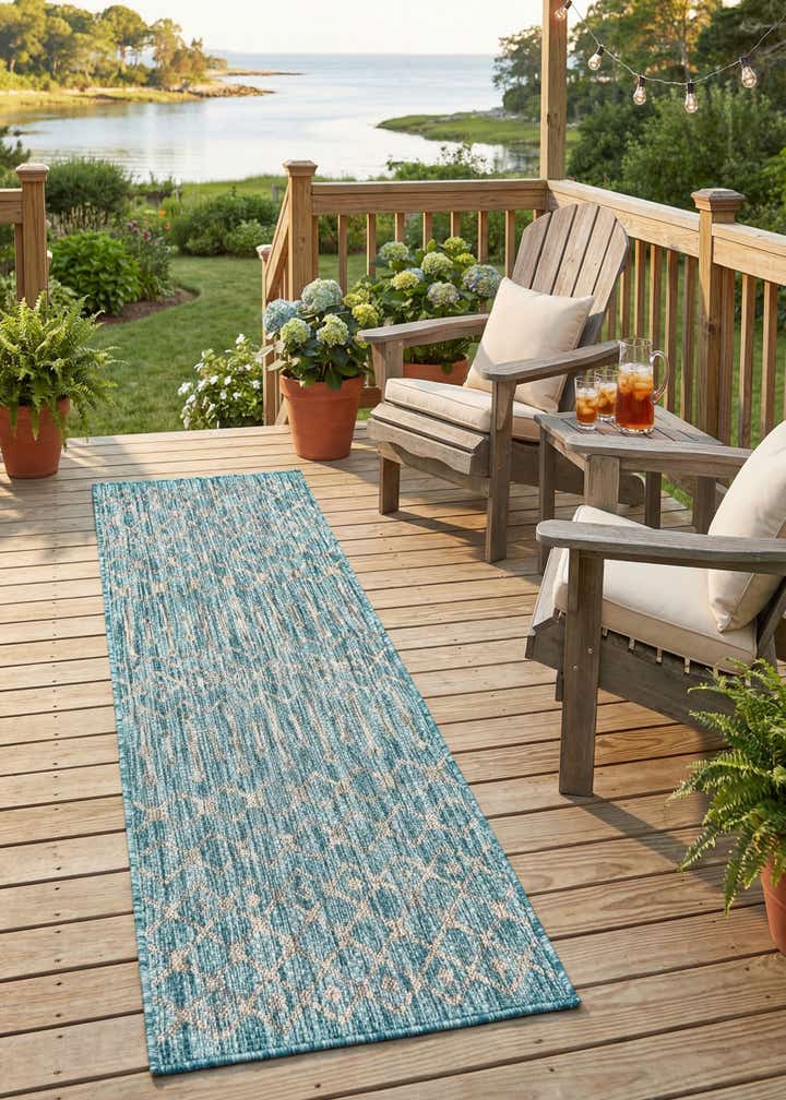 2' x 6' Easy-Clean Trellis Indoor / Outdoor Runner Rug