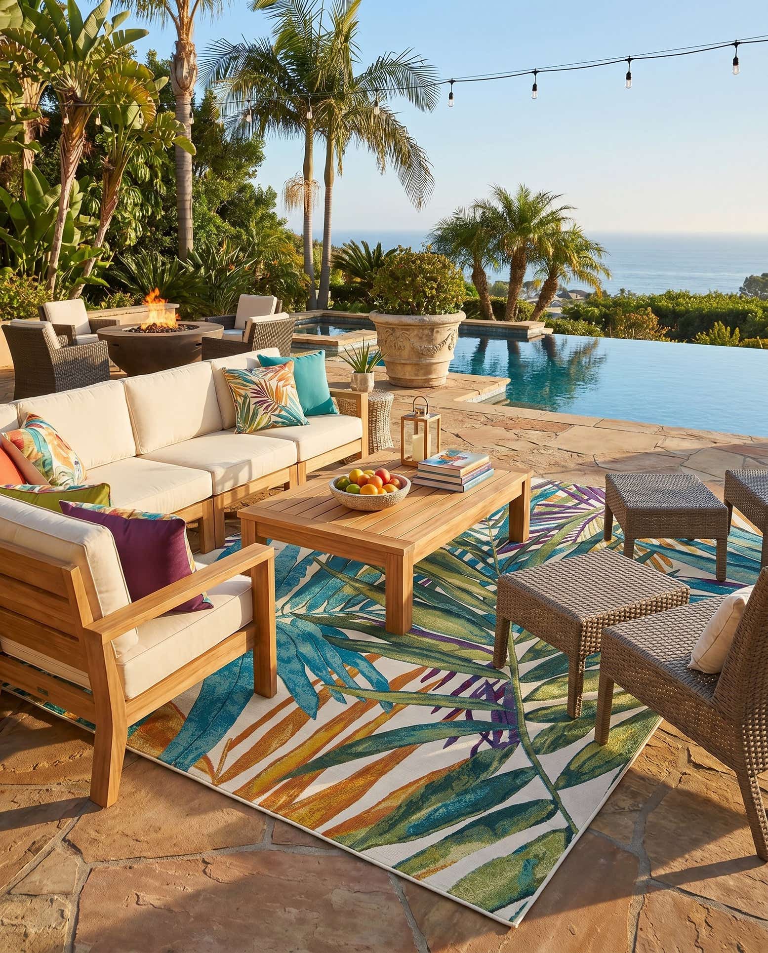 7' 10 x 11' Easy-Clean Botanical Indoor / Outdoor Rug