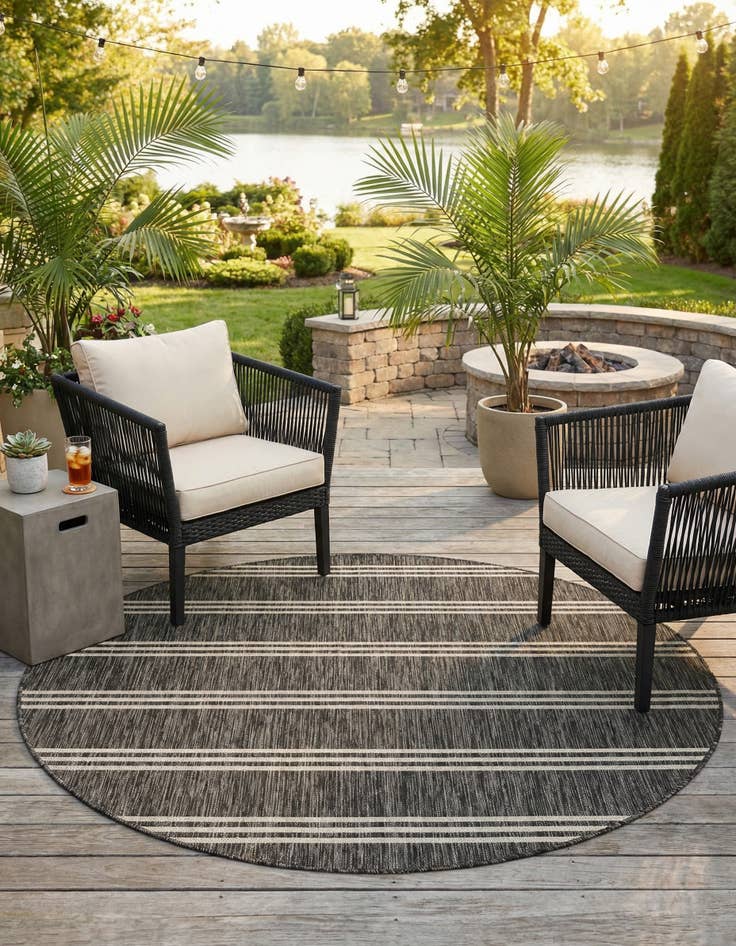 Detail image of 6' x 6' Washable Jill Zarin Anguilla Indoor / Outdoor Round Rug