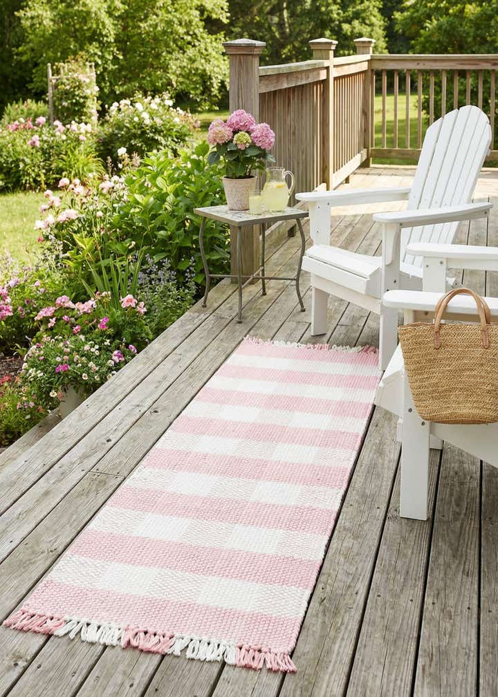 2' x 6' Easy-Clean Eco Plaid Washable Indoor / Outdoor Runner Rug