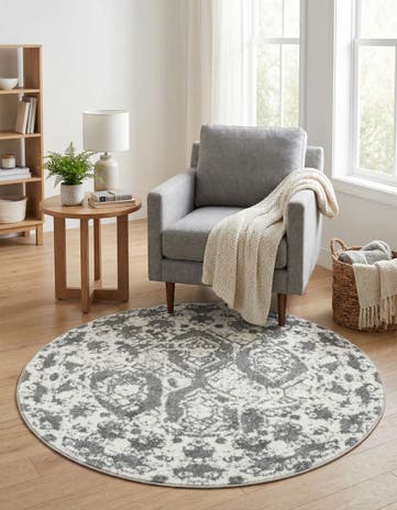 Light Gray Veneto Round Rug