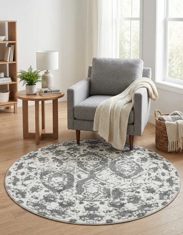 Light Gray Veneto Round Rug