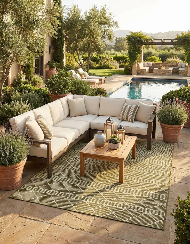 Detail image of 7' 10 x 10'  Washable Trellis Indoor / Outdoor Rug