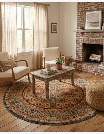 Blue Mamluk Round Rug