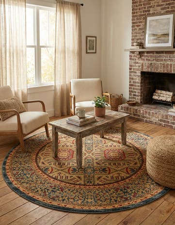 Blue Amina Round Rug
