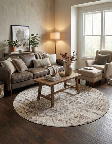 Light Gray Amulet Round Rug