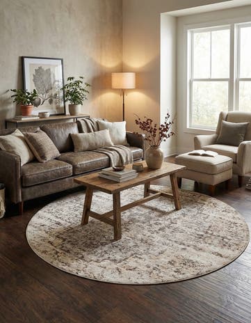 Light Gray Amulet Round Rug