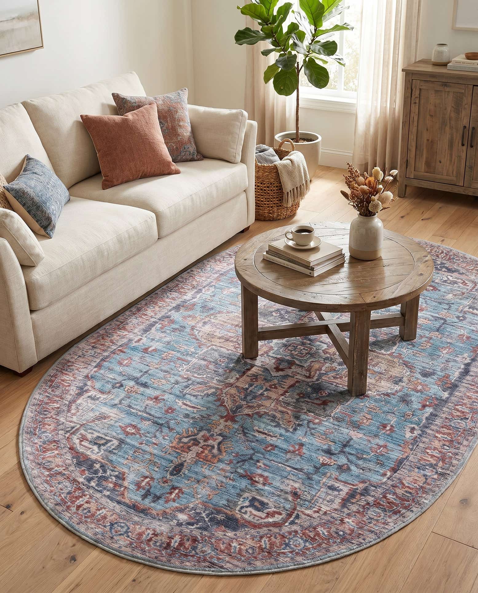 4' x 6' Washable Maahru Oval Rug