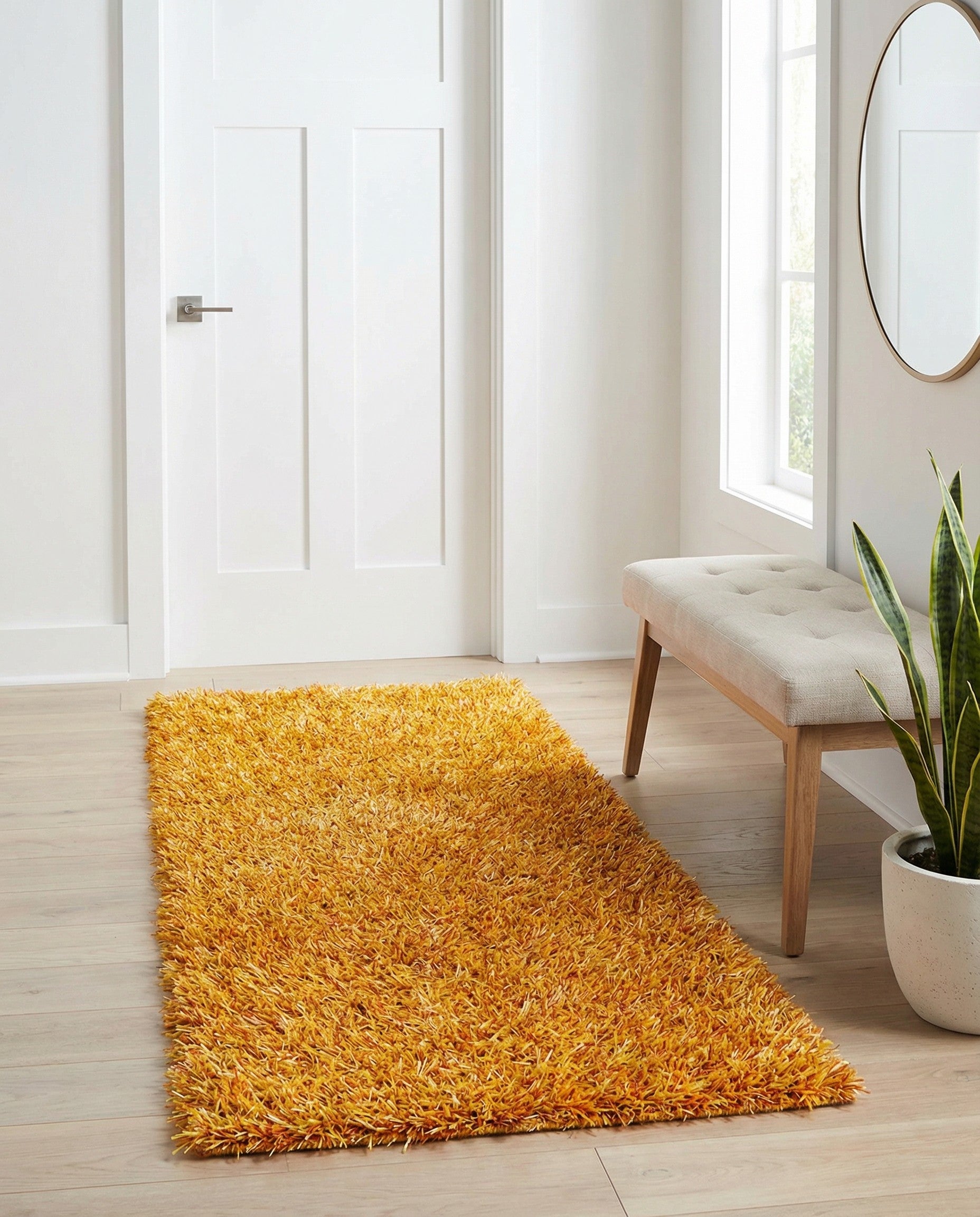 2' 5 x 4' 8 Hand Knotted Solid Shag Runner Rug