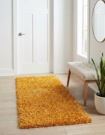 2' 5 x 4' 8 Hand Knotted Solid Shag Runner Rug