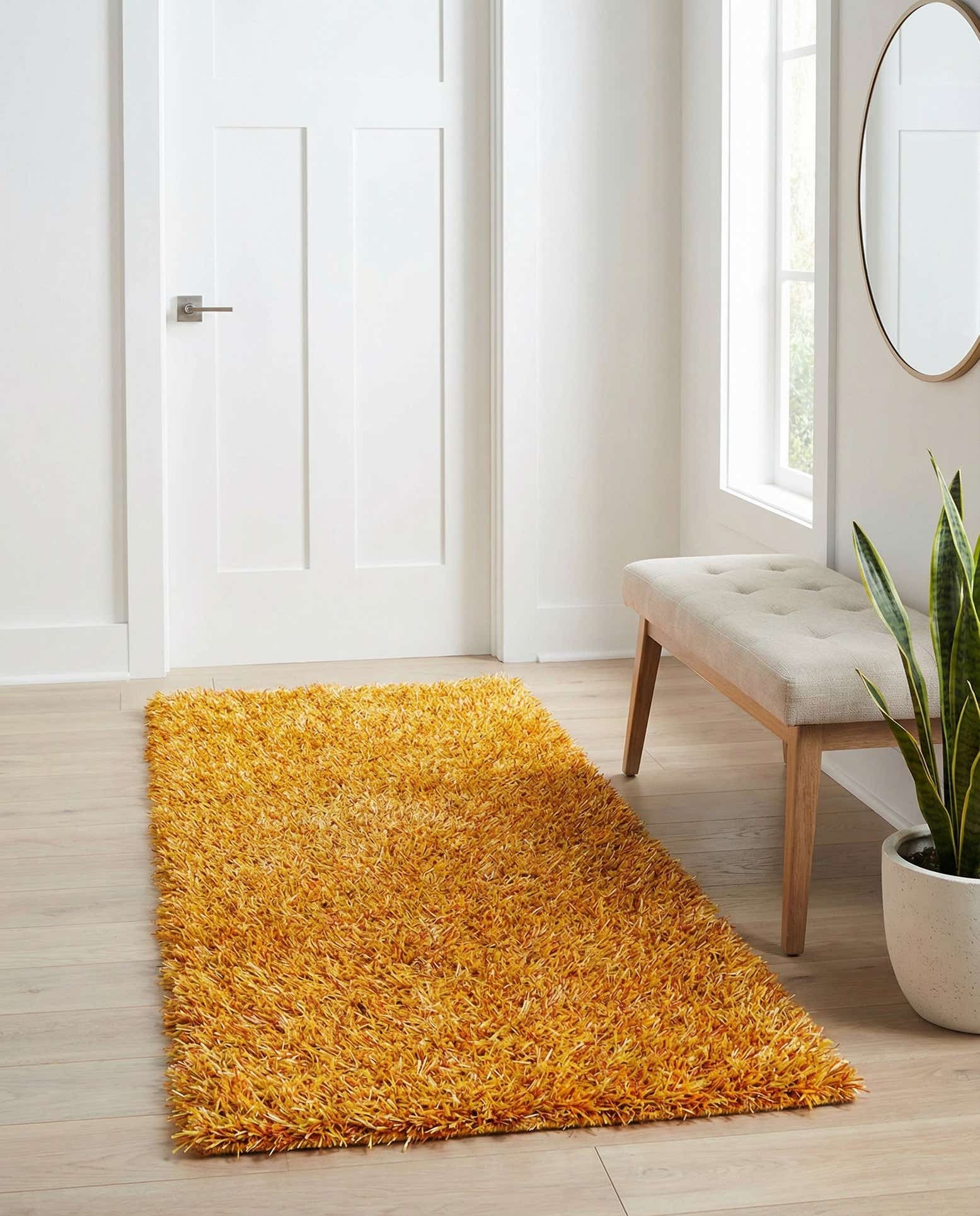 2' 5 x 4' 8 Hand Knotted Solid Shag Runner Rug