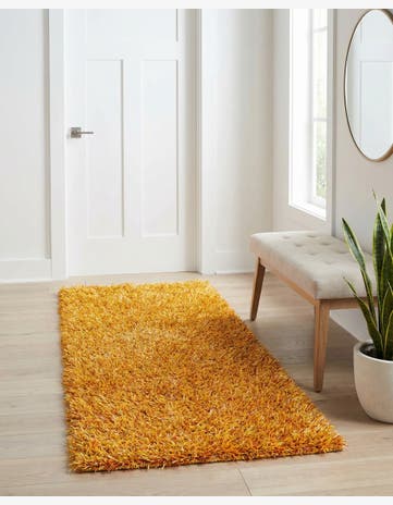 2' 5 x 4' 8 Hand Knotted Solid Shag Runner Rug