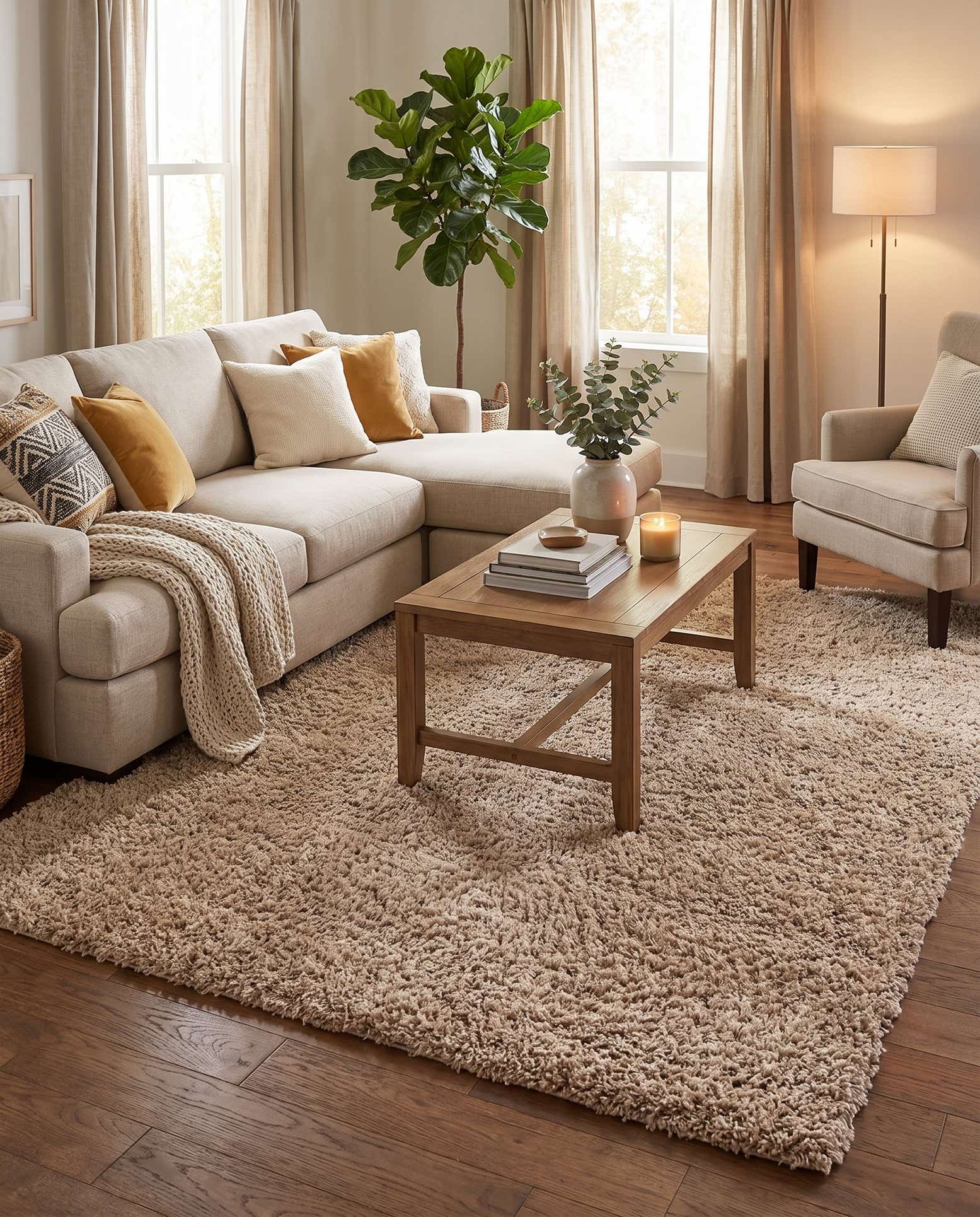 8' x 10' Solid Shag Rug