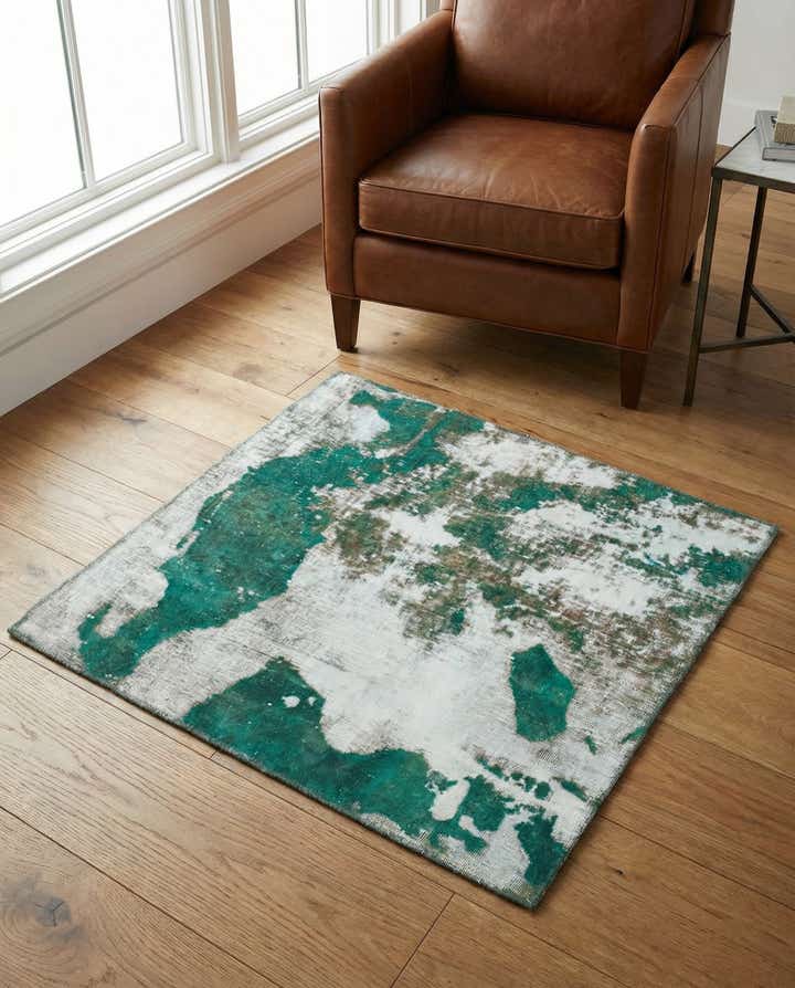 3' 9 x 4' Hand Knotted Ultra Vintage Persian Wool Square Rug