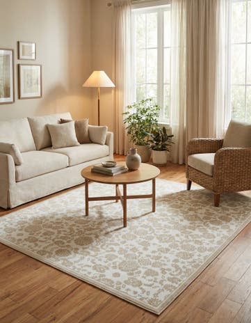 White Brown Nepal Square Rug