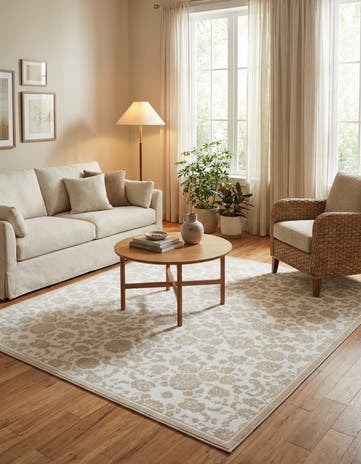 White Brown Nepal Square Rug