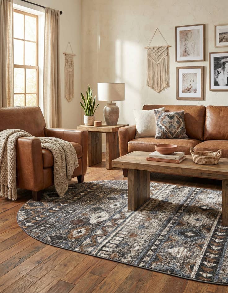 Detail image of 5' 3 x 8' Eco Southwestern Oval Rug