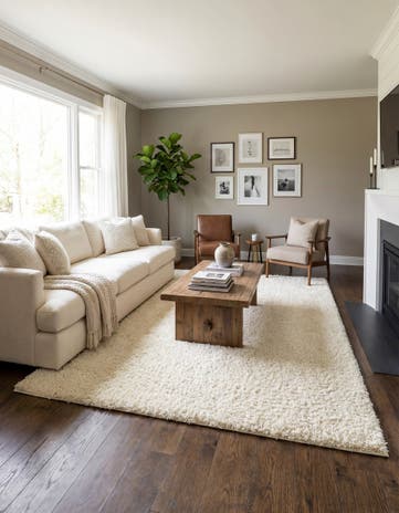 Ivory Solid Shag Rug