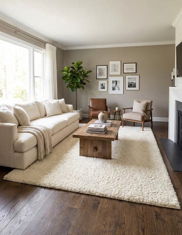 Ivory Solid Shag Rug