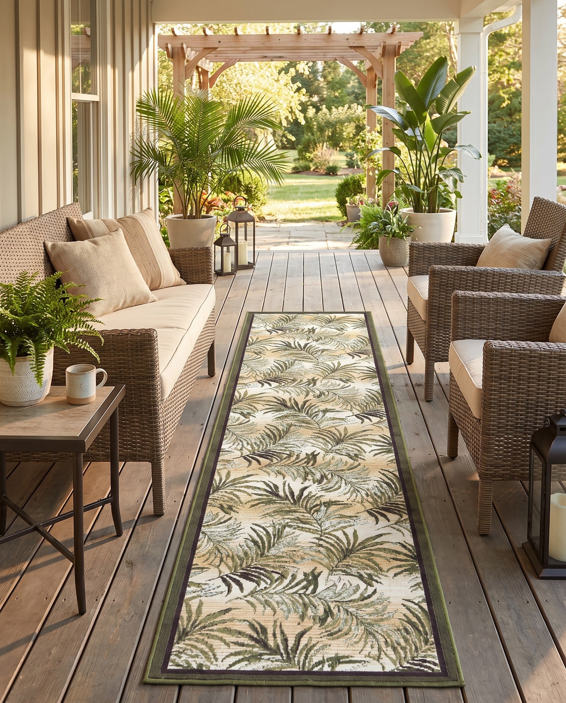 2' 7 x 10' Easy-Clean Botanical Indoor / Outdoor Runner Rug