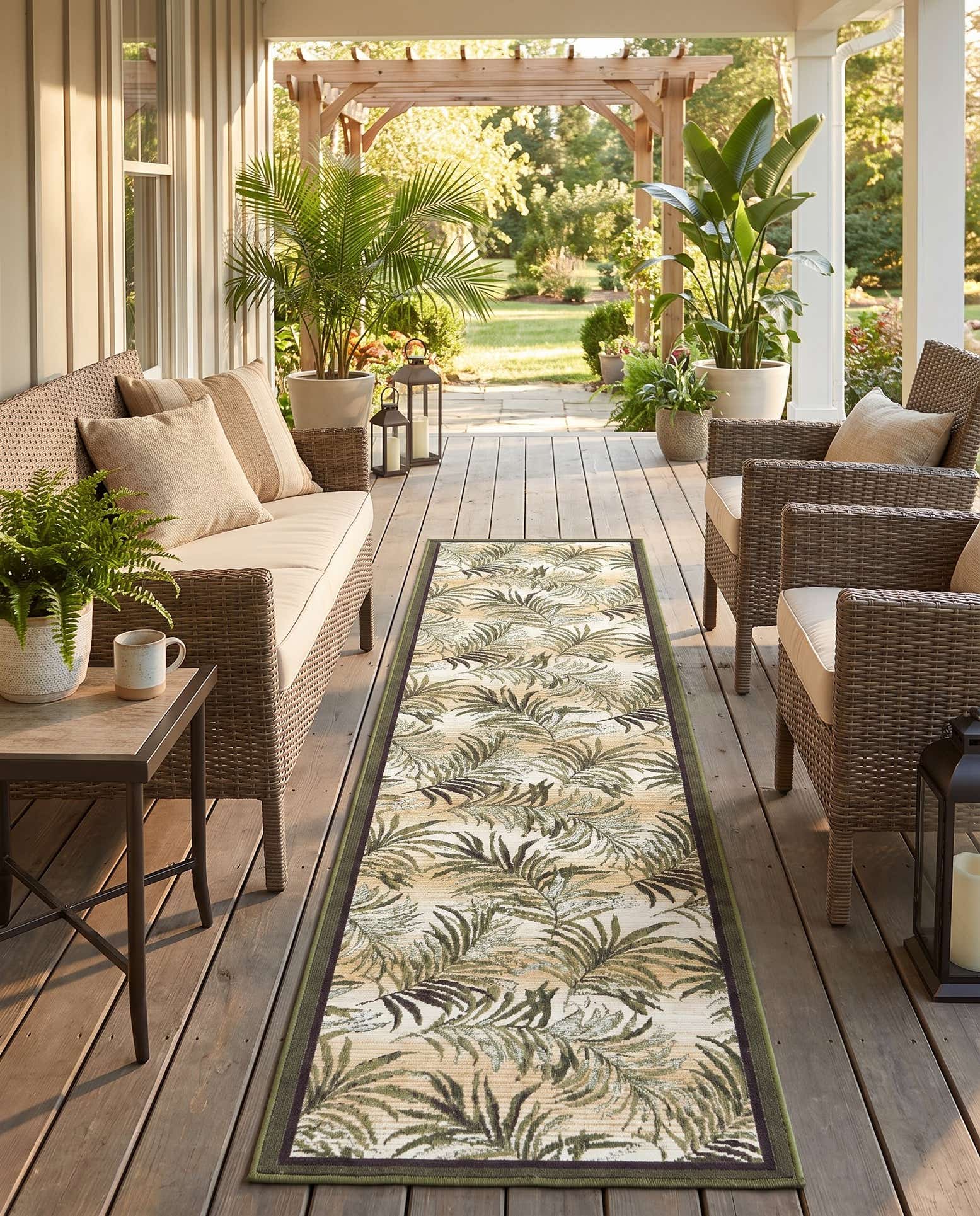 2' 7 x 10' Easy-Clean Botanical Indoor / Outdoor Runner Rug