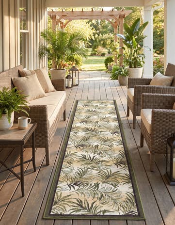 2' 7 x 10' Easy-Clean Botanical Indoor / Outdoor Runner Rug