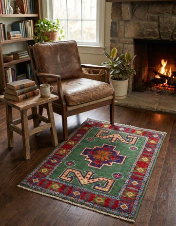 2' x 2' 11 Hand Knotted Kazak Rug