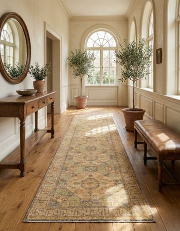 2' 11 x 12' 10 Hand Knotted Oushak Wool Runner Rug
