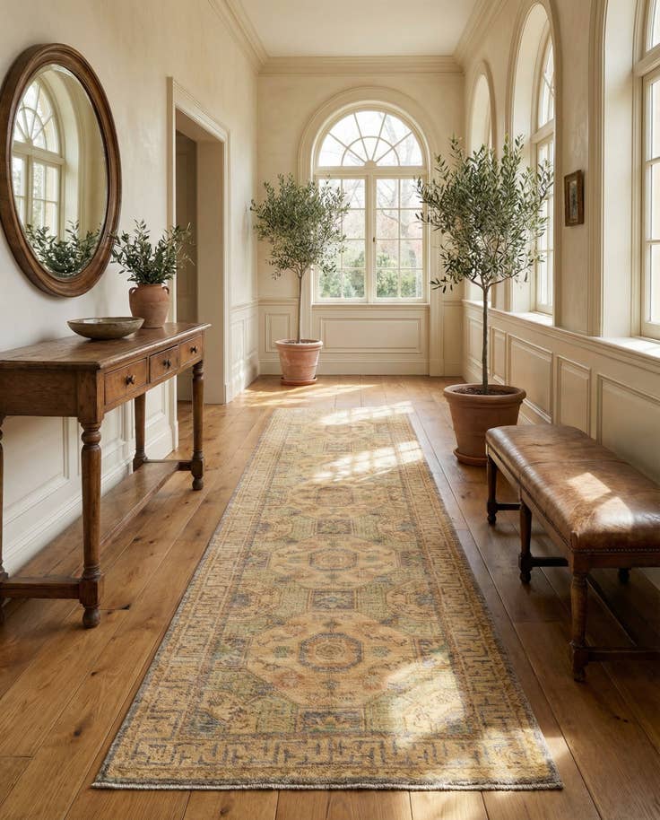 Detail image of 2' 11 x 12' 10 Hand Knotted Oushak Wool Runner Rug